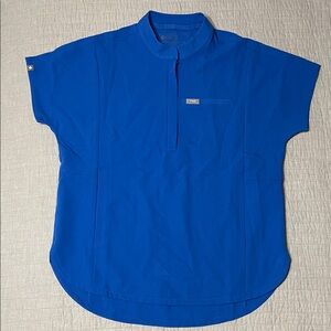 Figs Montex Mock Neck Scrub Top Royal Blue XS NWT
